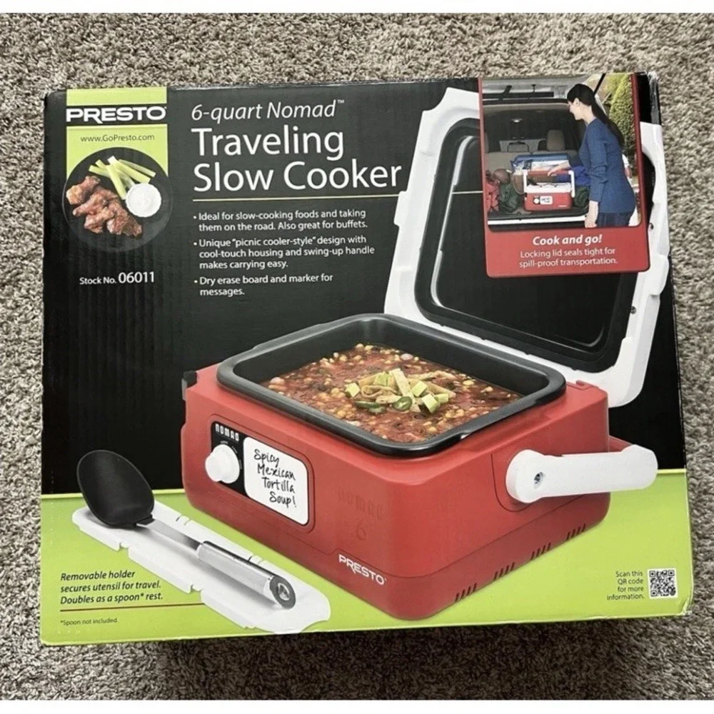 Presto Nomad Traveling 6-Quart Slow Cooker (Red) 06011